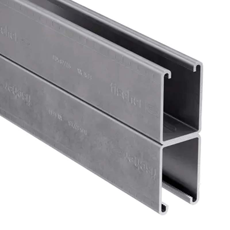 Carril perfil U doble FUS acero galvanizado HDG 2.50mm x 41mm x 124mm x 6m