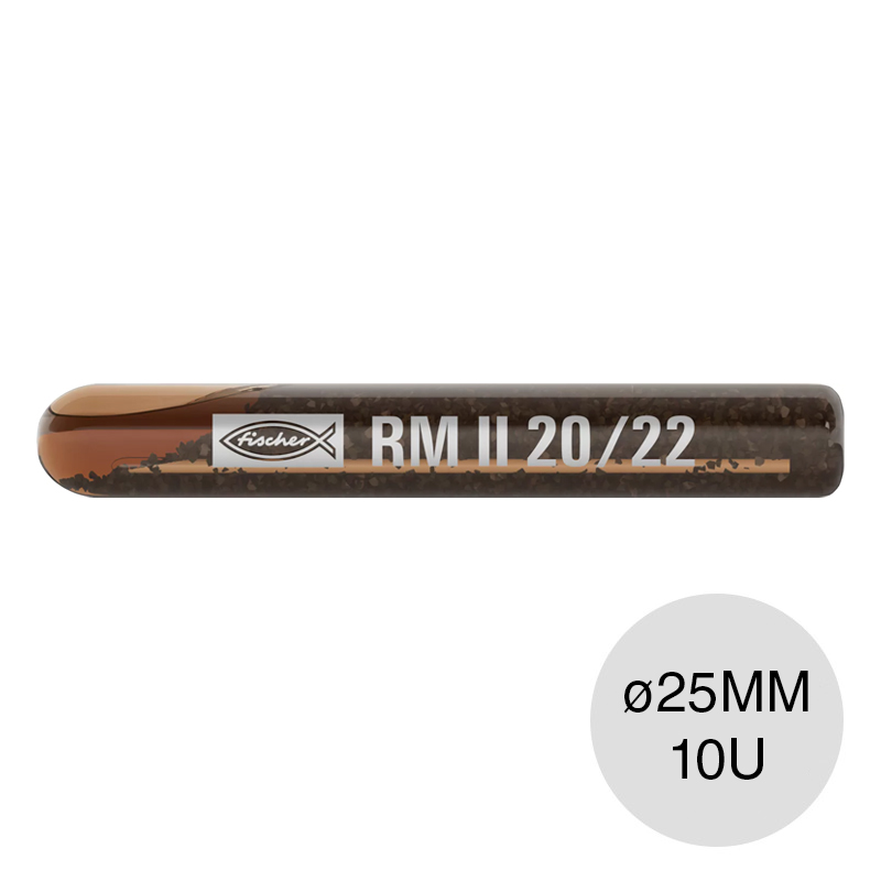 Anclaje ampolla quimica RM II 20/22 ø 25mm caja x 10u