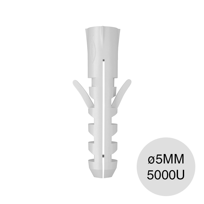 Taco tarugo S 5 nylon s/tope ø 5mm caja x 5000u