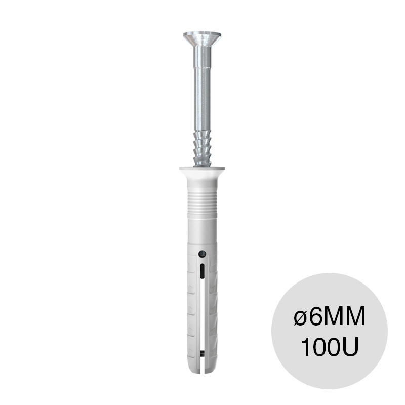 Taco tarugo nylon S c/clavo tornillo ø 6mm caja x 100u
