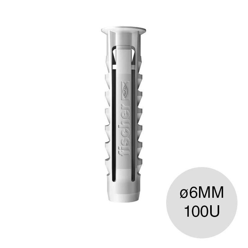 Taco tarugo nylon SX c/tope arandela expansion ø 6mm x 30mm caja x 100u