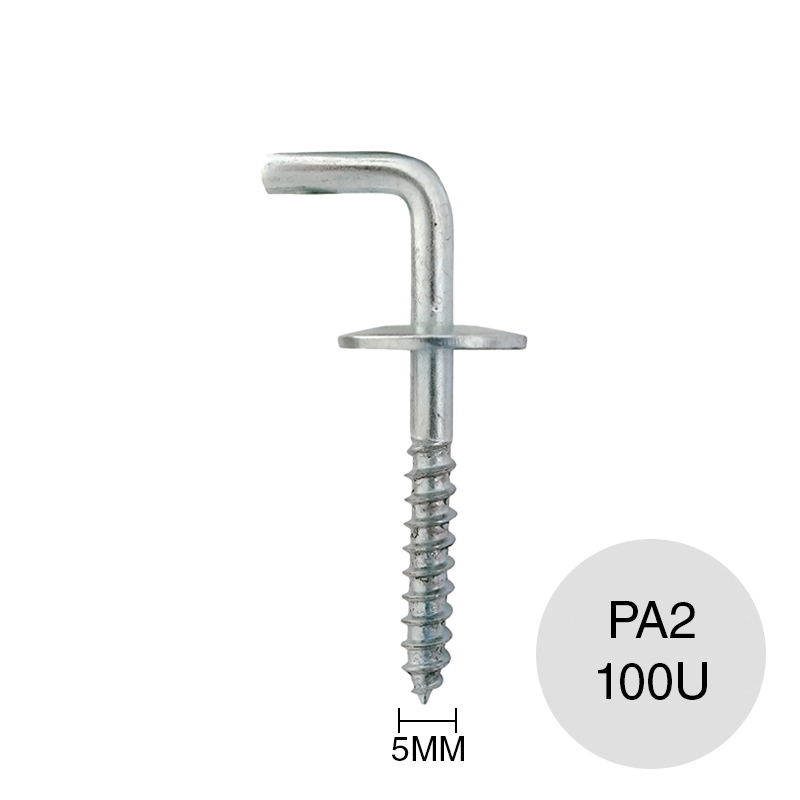 Piton L escuadra c/arandela PA2 p/taco 5mm acero zincado caja x 100u
