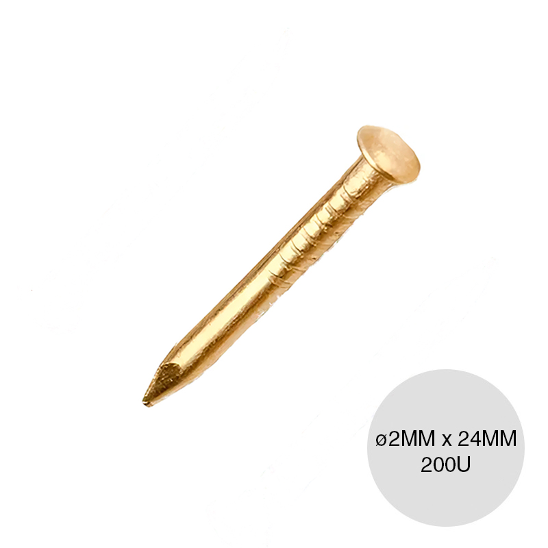 Clavo cabeza redonda punta biselada CCR24 acero ø 2mm x 24mm caja x 200u