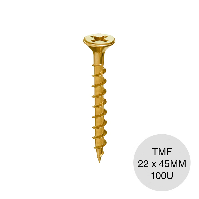 Tornillo TMF acero zincado 22 x 45mm caja x 100u