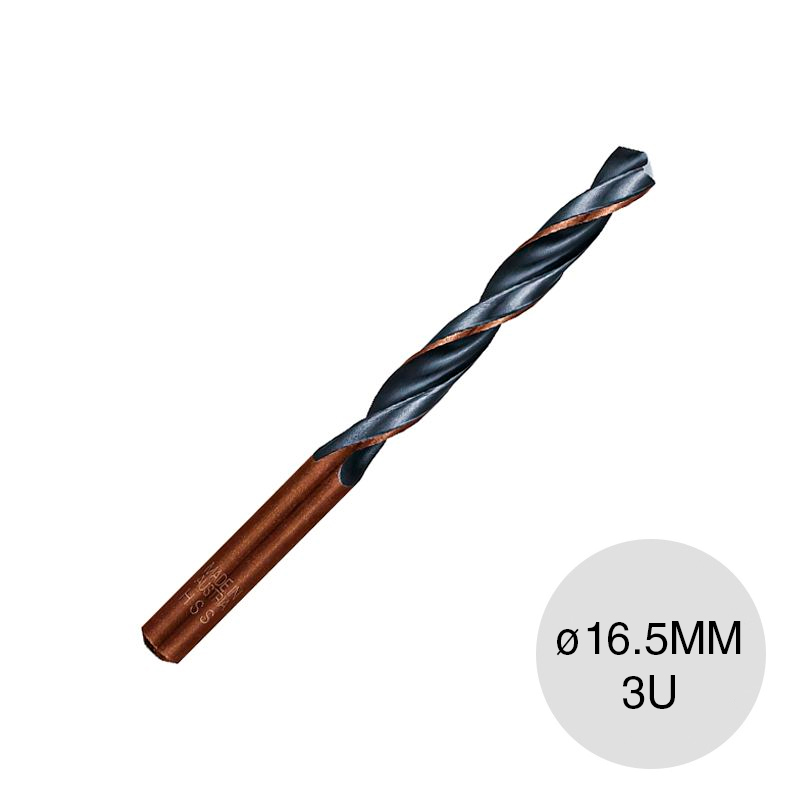 Broca p/metal F3 acero HSS-R ø 16.5mm caja x 3u