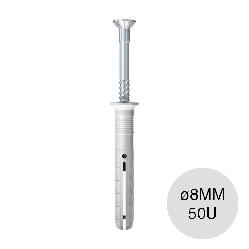 Taco tarugo nylon S c/clavo tornillo ø 8mm bolsa x 50u