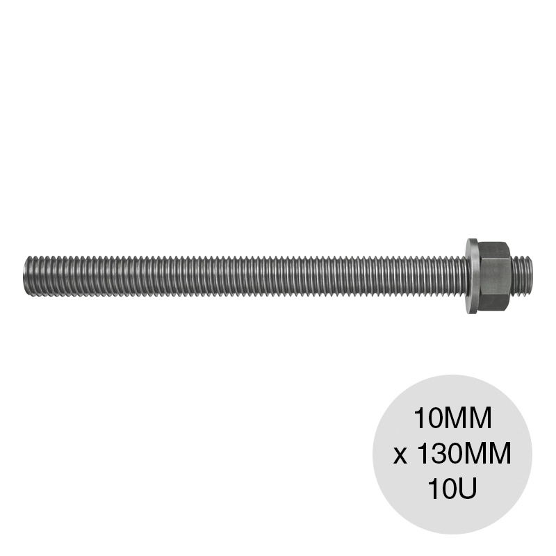 Varilla roscada anclaje galvanizado c/tuerca y arandela FIS A M 10mm x 130mm caja x 10u