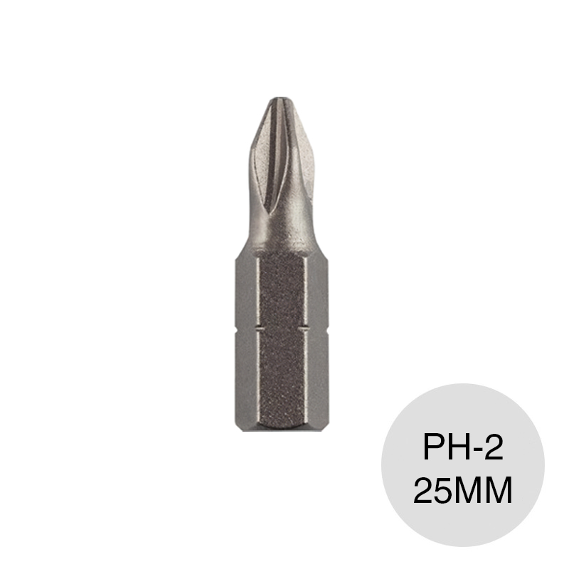 Punta industrial estandar PH-2 25mm acero blister x 5u