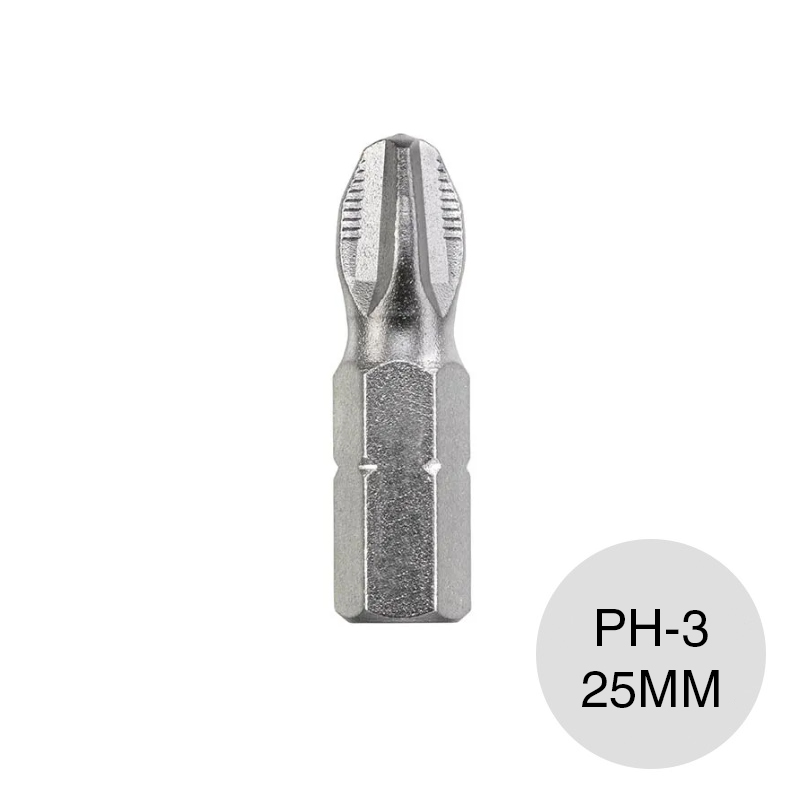 Punta industrial estandar PH-3 25mm acero blister x 5u