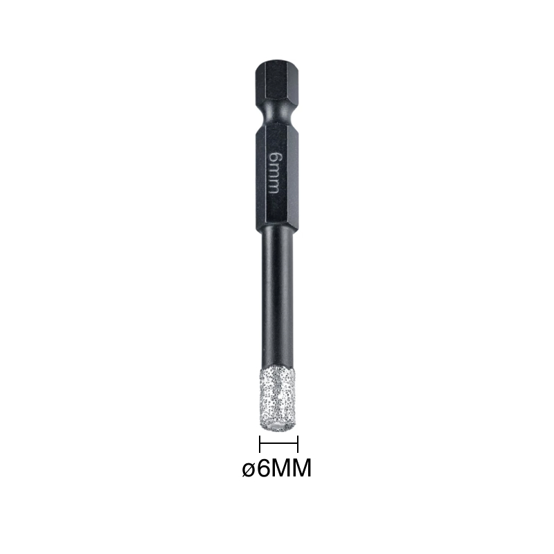 Sierra corona p/taladro revestida de diamante corte seco ø 6mm encastre hexagonal 1/4"