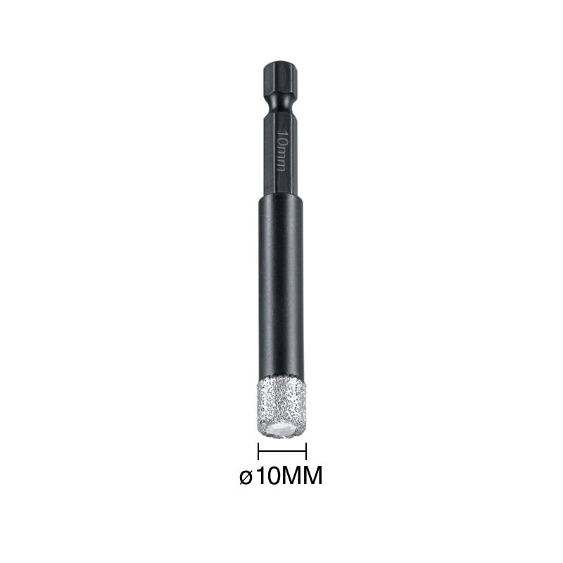 Sierra corona p/taladro revestida de diamante corte seco ø 10mm encastre hexagonal 1/4"