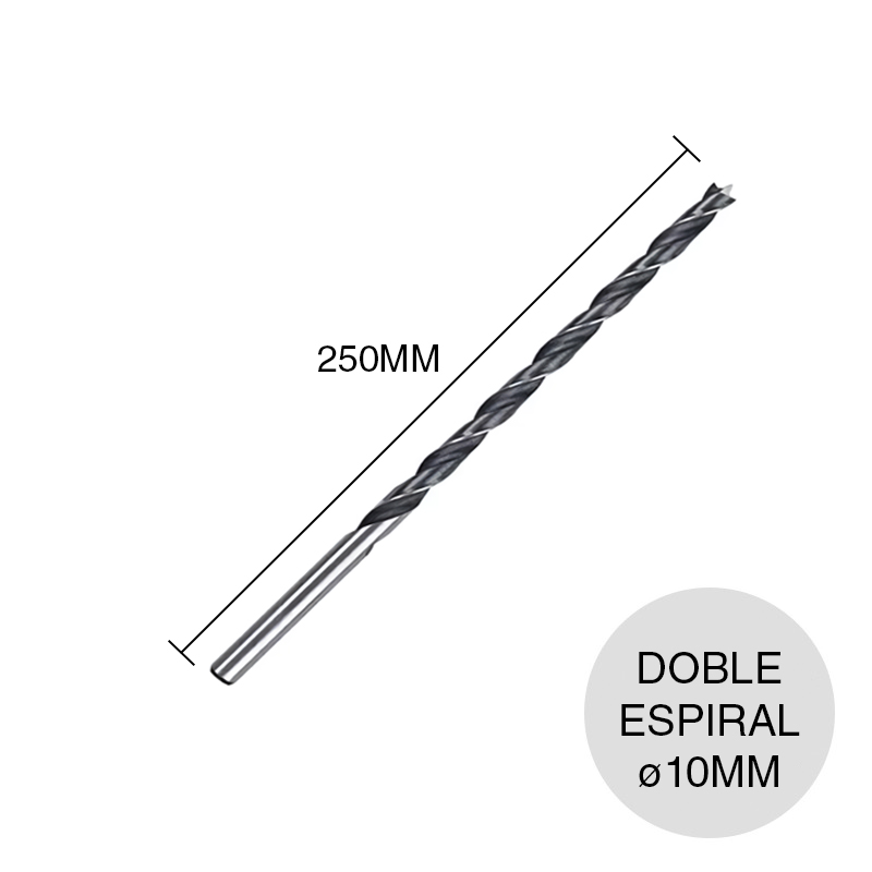 Mecha doble espiral p/madera ø 10mm x 250mm