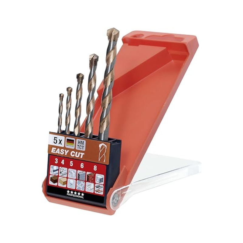 Set mechas p/madera acero cromo vanadio vastago cilindrico pack x 5 piezas