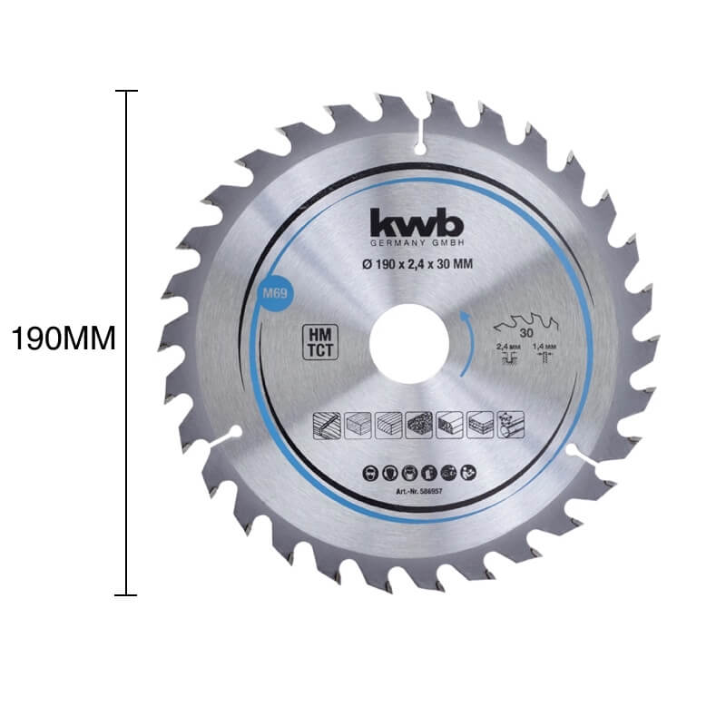 Disco sierra circular corte madera 30D widia ø 30mm x ø 190mm — imagen 1
