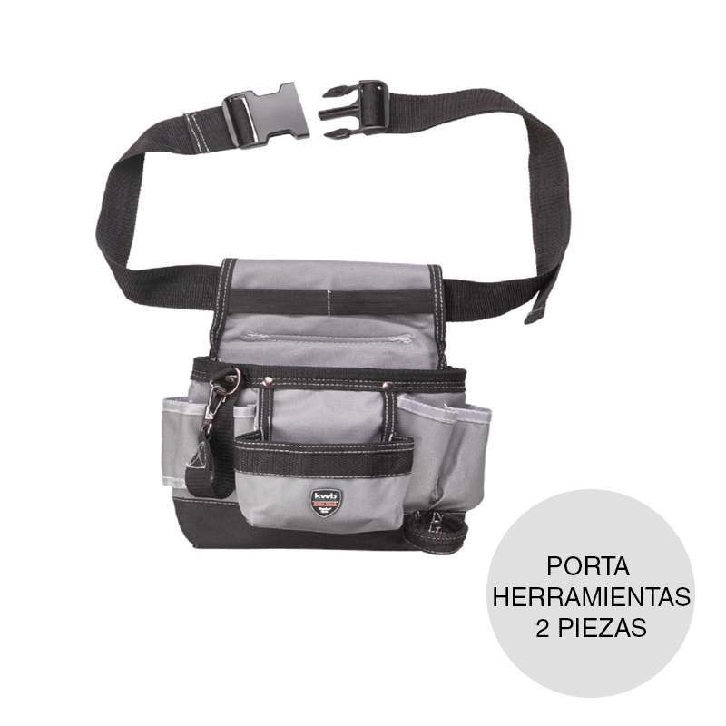 Bolsa porta herramientas c/cinturon 2 piezas negro plateado 50mm x 750mm x 1.35m
