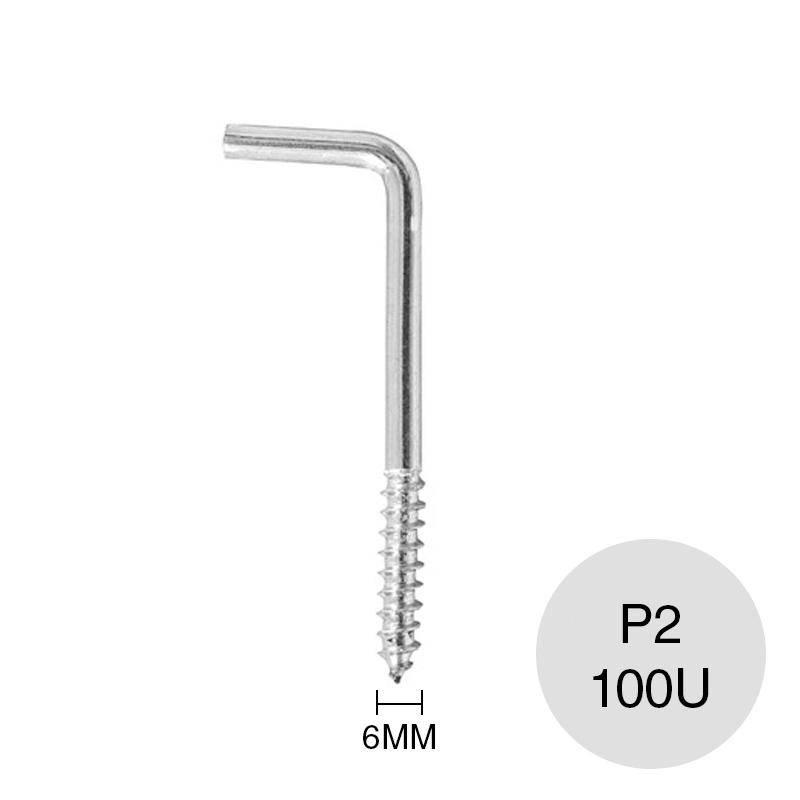 Piton L escuadra P2 p/taco 6mm acero zincado caja x 100u