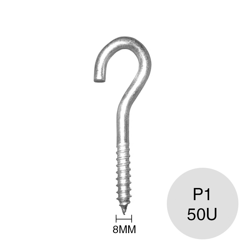 Piton abierto P1 p/taco 8mm acero zincado caja x 50u