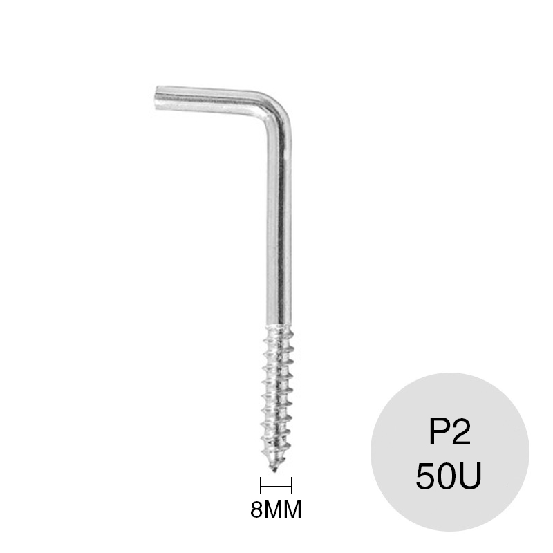 Piton L escuadra P2 p/taco 8mm acero zincado caja x 50u