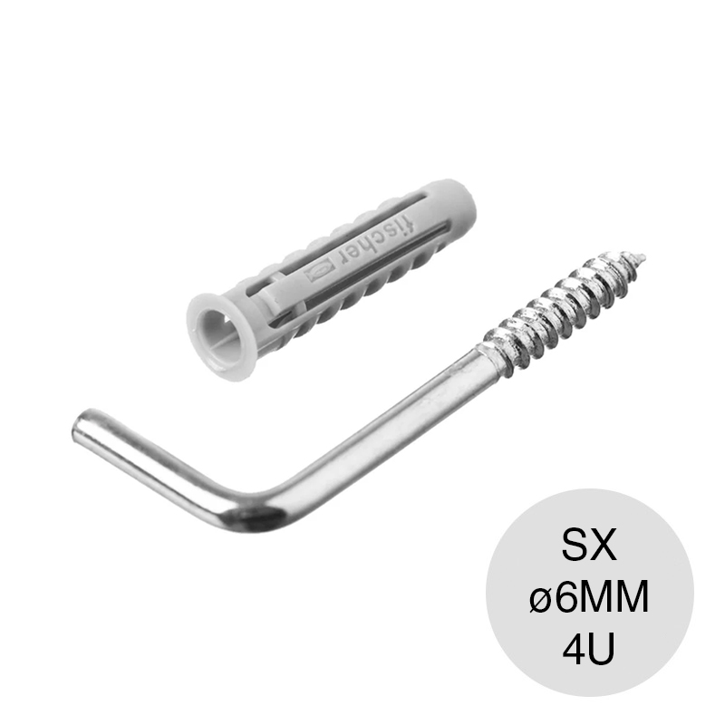 Kit taco tarugo nylon SX c/tope arandela expansion ø 6mm + Piton L escuadra P2/6 blister x 4u