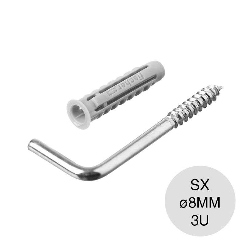 Kit taco tarugo nylon SX c/tope arandela expansion ø 8mm + Piton L escuadra P2/8 blister x 3u