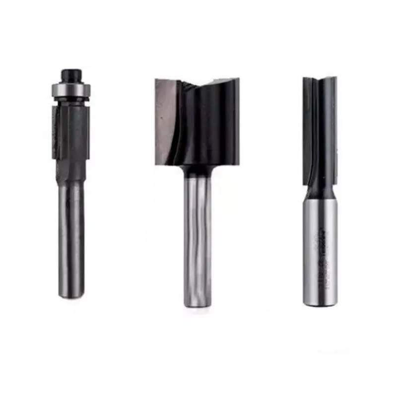 Fresa recta p/fresadora 1/4" acero pack x 3 piezas — imagen 1